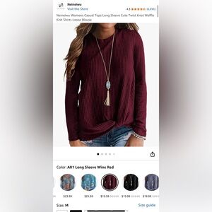 Amazon Women's Long Sleeve Wine Red Top